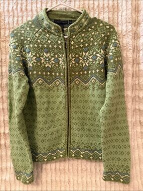 Nomadic Traders Olive Green Fair Isle Zip Cardigan Jacket